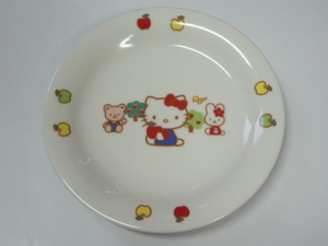 ハローキティ 2004年製◆プレート 絵皿 お皿◆リンゴ柄 陶器製 直径16cm