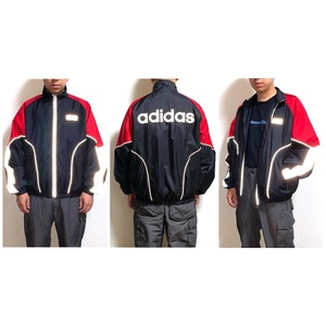 【送料無料】90s ADIDAS リフレクター ブルゾン vintage 古着 テックファッション テクノ レイヴ