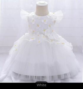 * new goods * free shipping * baby Kids Eve person g dress! cute flower ribbon soft race presentation party birthday wedding white 100