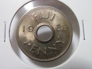 英領　フィジー　１９６８年　ペニー硬貨　ＵＮＣ　