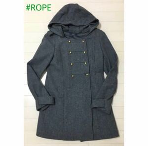 【再値下げ】ROPE ロペ ノーカラー ロングコート フード取り外し 38