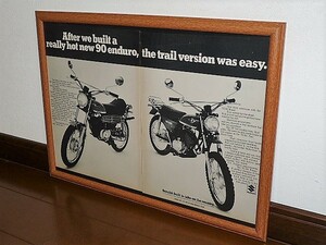 1970年 USA '70s 洋書雑誌広告 額装品 Suzuki TS90 Honcho / TC90 Blazer スズキ (A3size・A3サイズ) 