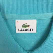 【美品】LACOSTE ラコステ ポロシャツ L1212X 鹿の子 サイズ3 水色 日本製 半袖 シャツ_画像4