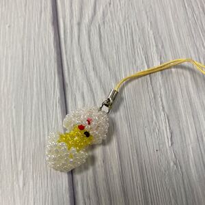 ハンドメイド 鳥 ビーズ ひよこ ストラップ キーホルダー