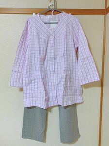  check maternity pyjamas top and bottom set pink [KAE-184]