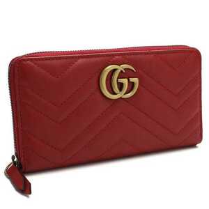 グッチ GUCCI GG Marmont GG マーモンと ラウンドファスナー長財布 443123 DRW1T 6433 レッド系 レディース