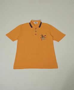 Rocky Rabbit ロッキーラビット // 半袖 刺繍 ポロシャツ (オレンジ) サイズ L (日本製)