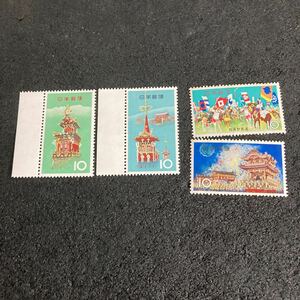 * unused 10 jpy stamp festival series all 4 kind set face value 40 jpy height mountain festival .. festival Soma . horse ... festival 1964 year 1965 year 