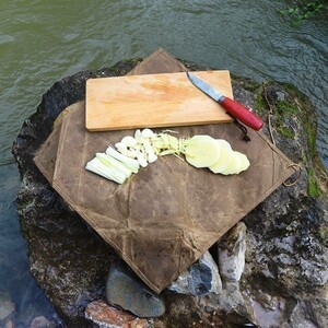 Bushcraft ブッシュクラフト物置き 防水マット パラフィン加工 帆布まな板 f