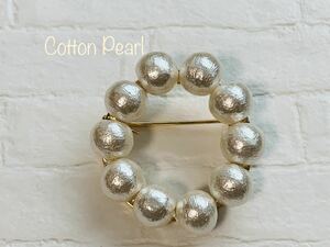  hand made new goods cotton pearl brooch white color pearl brooch natural Lynn flannel Circle tambourine mina