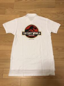 美品☆Vintage 90s JURASSIC PARK／ジュラシックパーク L並 半袖鹿の子ビンテージポロシャツ 背面BIGムービーロゴ入 Movie 1997s AMBLIN社