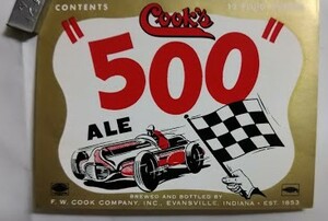 ビールラベル・Evansville, IN - Cook's Ale "500" ・Indiana・est 1853