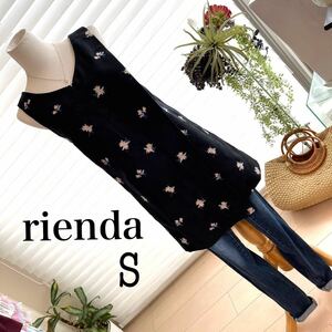 rienda リエンダ #Sサイズ ワンピースチュニックオールシーズン黒 刺繍