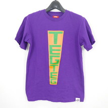 TEG TEG テグテグ RUSSIAN LOGO TEE コットン 半袖 ロゴ プリント Tシャツ カットソー PURPLE S_画像1