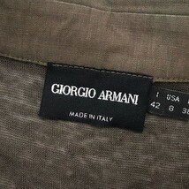 黒ラベル◆GIORGIO ARMANI/ジョルジオ アルマーニ リネン100％ ニット 切替 リボンベルト付 フレア シャツ ワンピース ブラウン 42_画像5