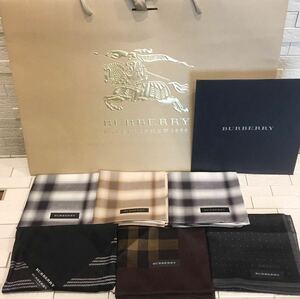 未使用　BURBERRY バーバリー 日本製　6枚　ギフト紙袋付き　大判有り