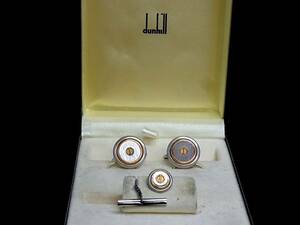 *N2733*# new goods #[dunhill] Dunhill [ silver * Gold ]# cuffs & tiepin * necktie pin ( tie tack ) set!