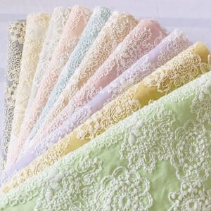 国産高級刺繍 豪華花刺繍コットンレース生地 刺繍レース 綿レース 刺繍生地 マーガレット ハギレ