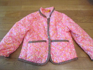 130　長袖　花柄ピンク中綿ジャケット
