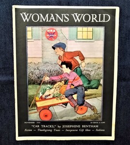 1933年 戦前 女性誌 Woman's World 表紙イラスト Miriam Story Hurford/アンティーク ファッション/料理/手芸/広告/Josephine Bentham