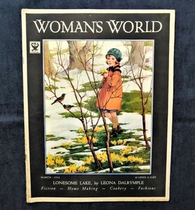 1934 year war front woman magazine Woman's World cover illustration Miriam Story Hurford/ antique fashion / cooking / handicrafts / advertisement /Leona Dalrymple