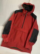 90's ヴィンテージ　Columbia Sportswear Company コロンビア　バイカラハーフジップ　プルトップパーカージャケット　赤×黒　USA M_画像9