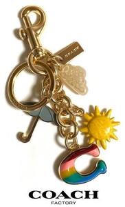 特価! 可愛い COACH コーチ お天気 モチーフ キーホルダー バッグチャーム C3618 マルチカラー 新品本物