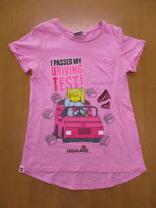 ☆1833【送料無料】LEGO レゴ 半袖 Tシャツ キッズ 女の子 9-10 130相当 ピンク イレギュラーヘム ロールアップ袖 プリント ラメ 綿100％