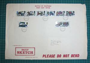 英国ＦＤＣ ヘイスチングの戦い900年切手　８種完貼　大型ＦＤＣ