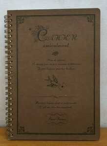 A5縦リングノート アンティーク 50枚 サイズ:約21㎝×14.8㎝ 鳥 手紙 未使用*