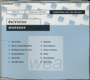 DE/VISION / ディ・ヴィジョン / MONOSEX /Germany盤/中古CD！46379