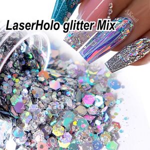 ネイル レーザーホログリッターmix ラメパウダー 六角スパンコール入り