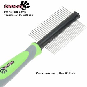 Tailmate両面ピンとBristleブラシコームfor Long Haired Dogs & Cats grooming comb グリーンの画像6