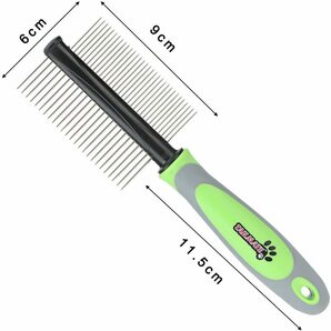 Tailmate両面ピンとBristleブラシコームfor Long Haired Dogs & Cats grooming comb グリーンの画像2