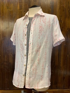 I914LPL men's shirt peace pattern TK TAKEO KIKUCHI Takeo Kikuchi short sleeves floral print white thin slim summer large size good-looking popular / L