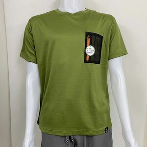 1点のみ新品14390 メンズ男性　Lカーキ半袖Tシャツ　UV対策1秒　吸水速乾　抗菌　防臭　UV対策　マスクポケット付 マスクケース