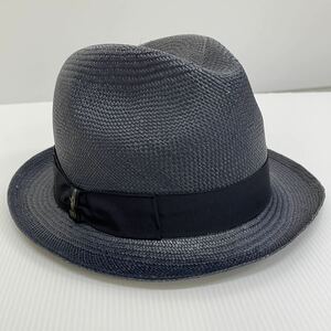 新品50809 正規品 Borsalino ボルサリーノ レディースMサイズ 中折れハット 帽子　紺ネイビー　イタリア製 黒リボン