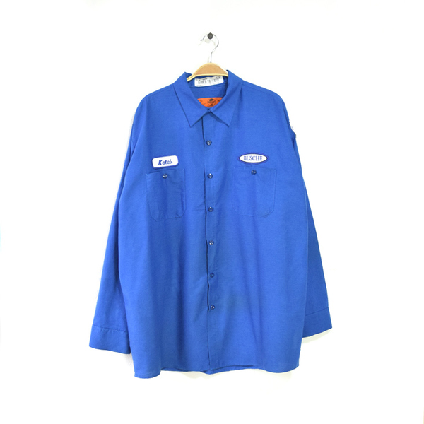 【送料無料】レッドキャップ ヴィンテージ ワークシャツ ワッペン 長袖シャツ ブルー RED KAP メンズXL CA0187