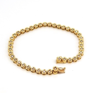 K18YG yellow gold bracele diamond 2.000ct arm around 19cm gift lady's stylish tennis breath popular [ used ]/10020124
