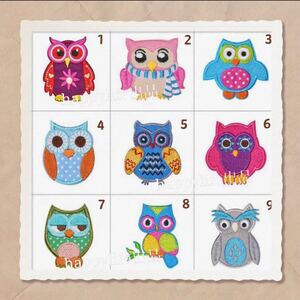 1枚入 フクロウワッペン刺繍ワッペンアイロンワッペン