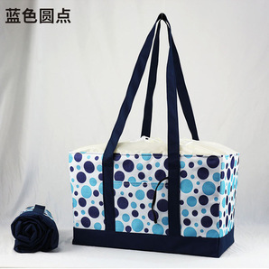 買い物バッグ レジカゴ 保冷トート 保冷トートバッグ ピクニック 大容量 折りたたみ(青色)