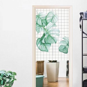  new goods Northern Europe manner noren width 85* height 150 thick tropical atmosphere divider eyes .... monstera leaf .. stylish popular linen immediately shipping 