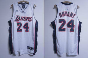 W5/4633★バスケ★NBA★アディダス adidas ロサンゼルス レイカーズ LA LAKERS 白 メッシュ ユニフォーム No24 コービー ブライアント☆M