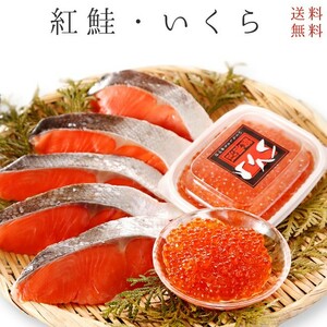 紅鮭・いくらセット(紅さけ切身とイクラ醤油漬け)紅サケと北海道産いくらしょうゆ漬け ギフト・贈り物に サーモンと魚卵 送料無料