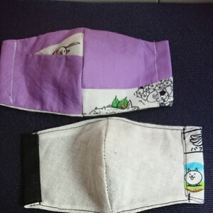 にゃんこ大戦争 立体インナー 2枚セット ハンドメイド(マスクができるようになったお子様から年長さんくらいまで)