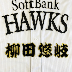 【メール便送料無料】福岡 ソフトバンク ホークス 刺繍ワッペン 柳田 名前 /柳田悠岐/hawks/応援/刺繍/ユニホーム