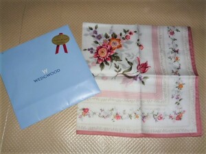 ウェッジウッド WEDGWOOD グレース Grace フラワー 花柄 白 ピンク 49.5cm×49.5cm ハンカチ W1