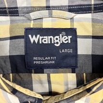 WRANGLER ラングラー L メンズ 男性 シャツ チェック 胸ポケットにロゴ 服 レギュラーカラー 長袖 綿100% ネイビー×イエロー×ホワイト_画像3