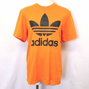 adidas TREFOIL アディダス トレフォイル L レディース(メンズ？) Tシャツ ロゴプリント 丸首 クルーネック 半袖 綿100% オレンジ