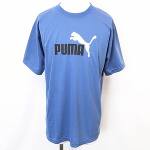 【新品】PUMA プーマ L メンズ 男性 Tシャツ カットソー ロゴプリント インポート 丸首 クルーネック 半袖 綿100% ヘザーブルー 杢青